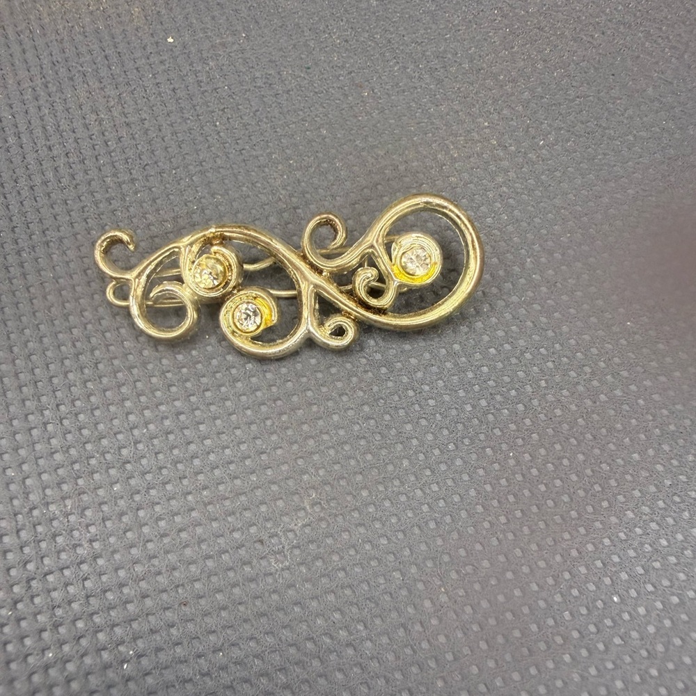 Vintage Victorian Revival Gold Tone Crystal Hair Barrette
